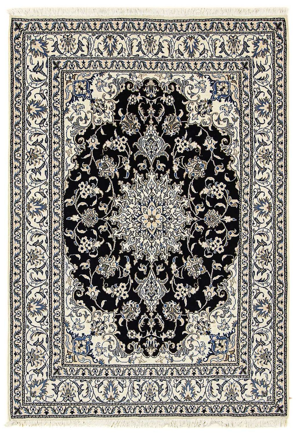 Persisk tæppe - Nain - 207 x 146 cm - mørkeblå