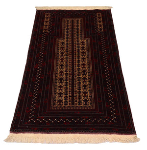 Afghansk tæppe - 120 x 80 cm - mørkerød