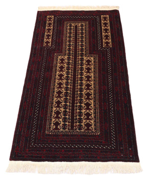 Afghansk tæppe - 150 x 95 cm - mørkerød