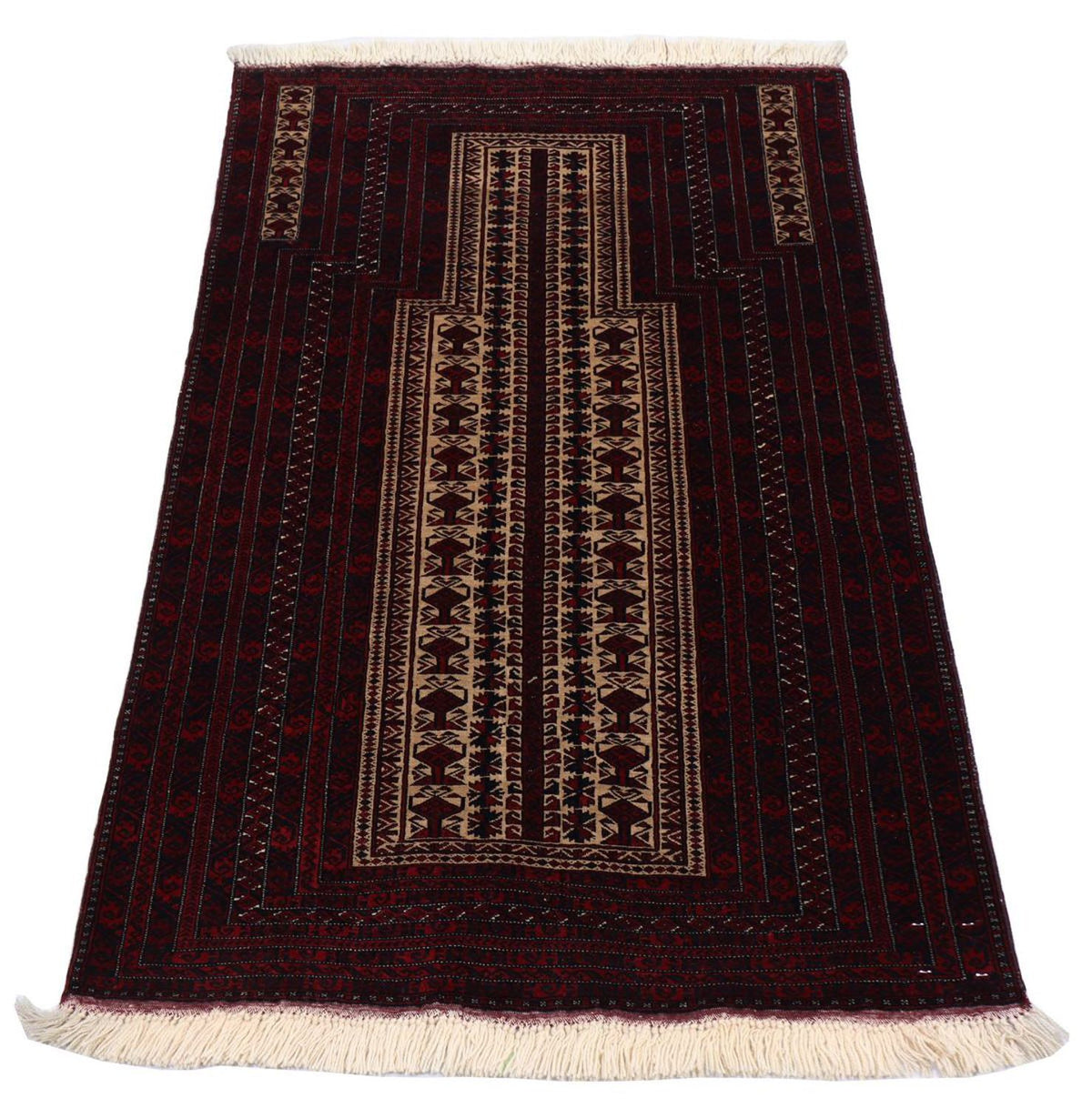 Afghansk tæppe - 150 x 95 cm - mørkerød