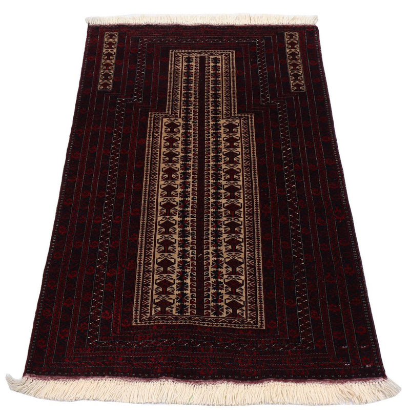 Afghansk tæppe - 150 x 95 cm - mørkerød