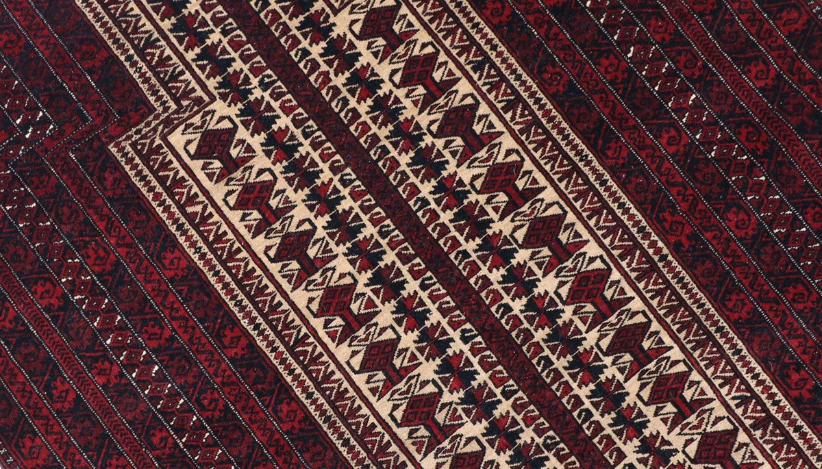 Afghansk tæppe - 150 x 95 cm - mørkerød