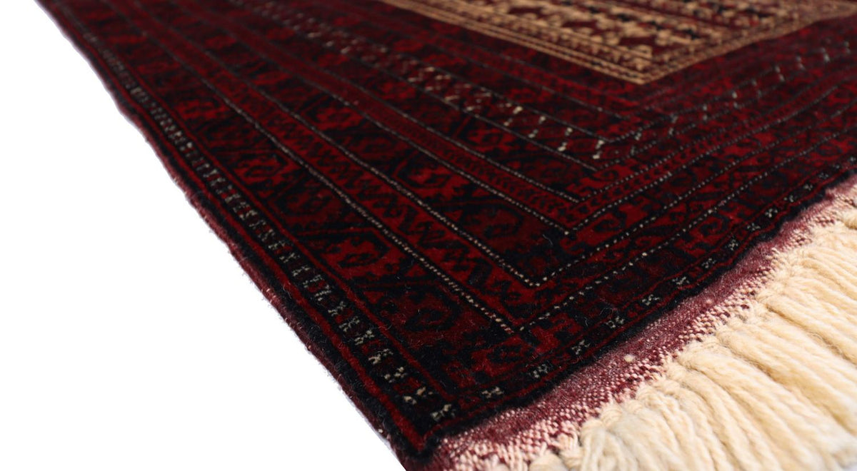 Afghansk tæppe - 150 x 95 cm - mørkerød