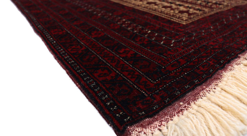 Afghansk tæppe - 150 x 95 cm - mørkerød
