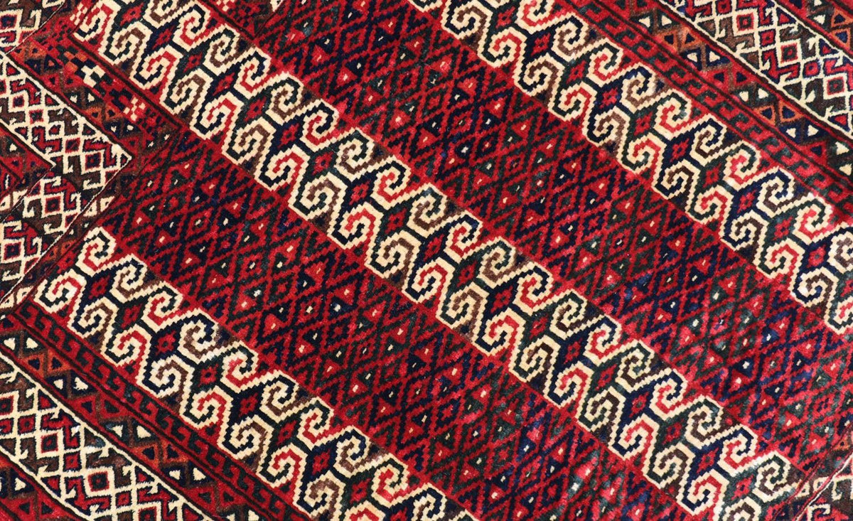 Baluch-tæppe - 116 x 95 cm - mørkerød