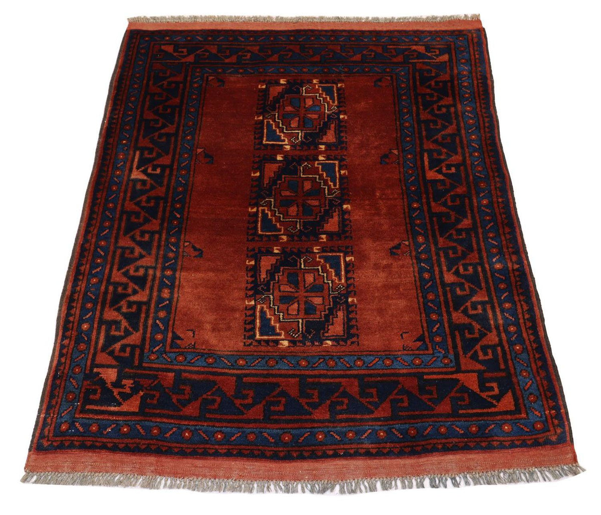 Afghansk tæppe - 115 x 94 cm - rust