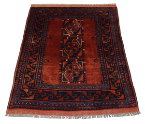 Afghansk tæppe - 115 x 94 cm - rust