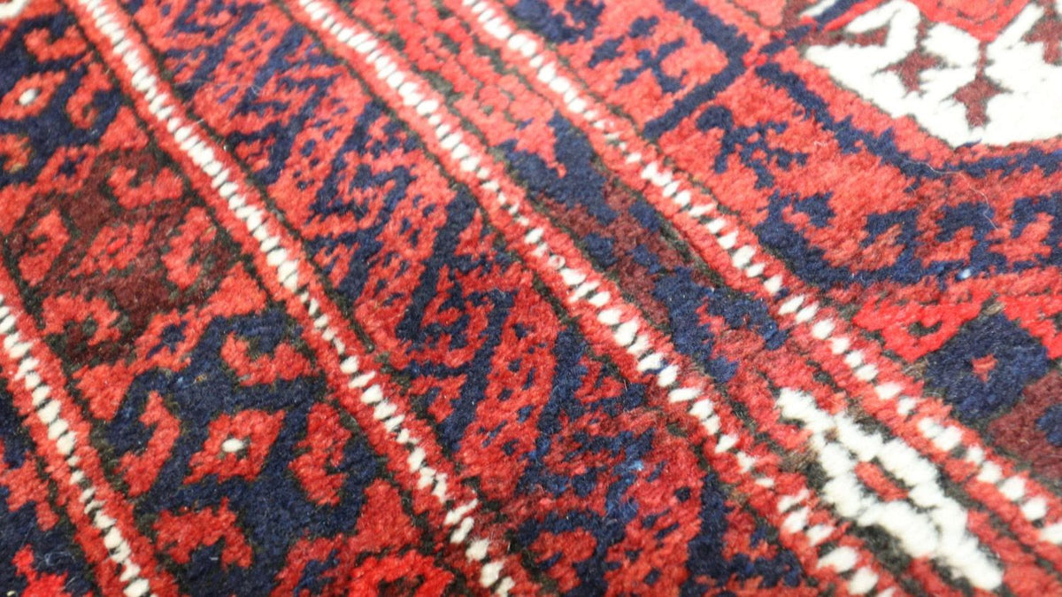 Løber Afghansk tæppe - 229 x 123 cm - mørkerød