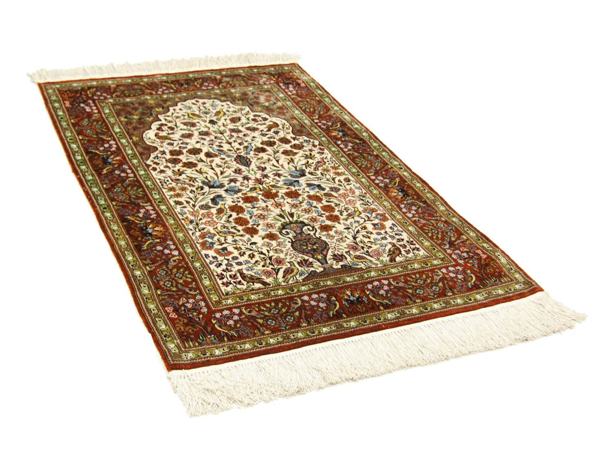 Silketæppe - Hereke Silk - Premium - 128 x 80 cm - beige