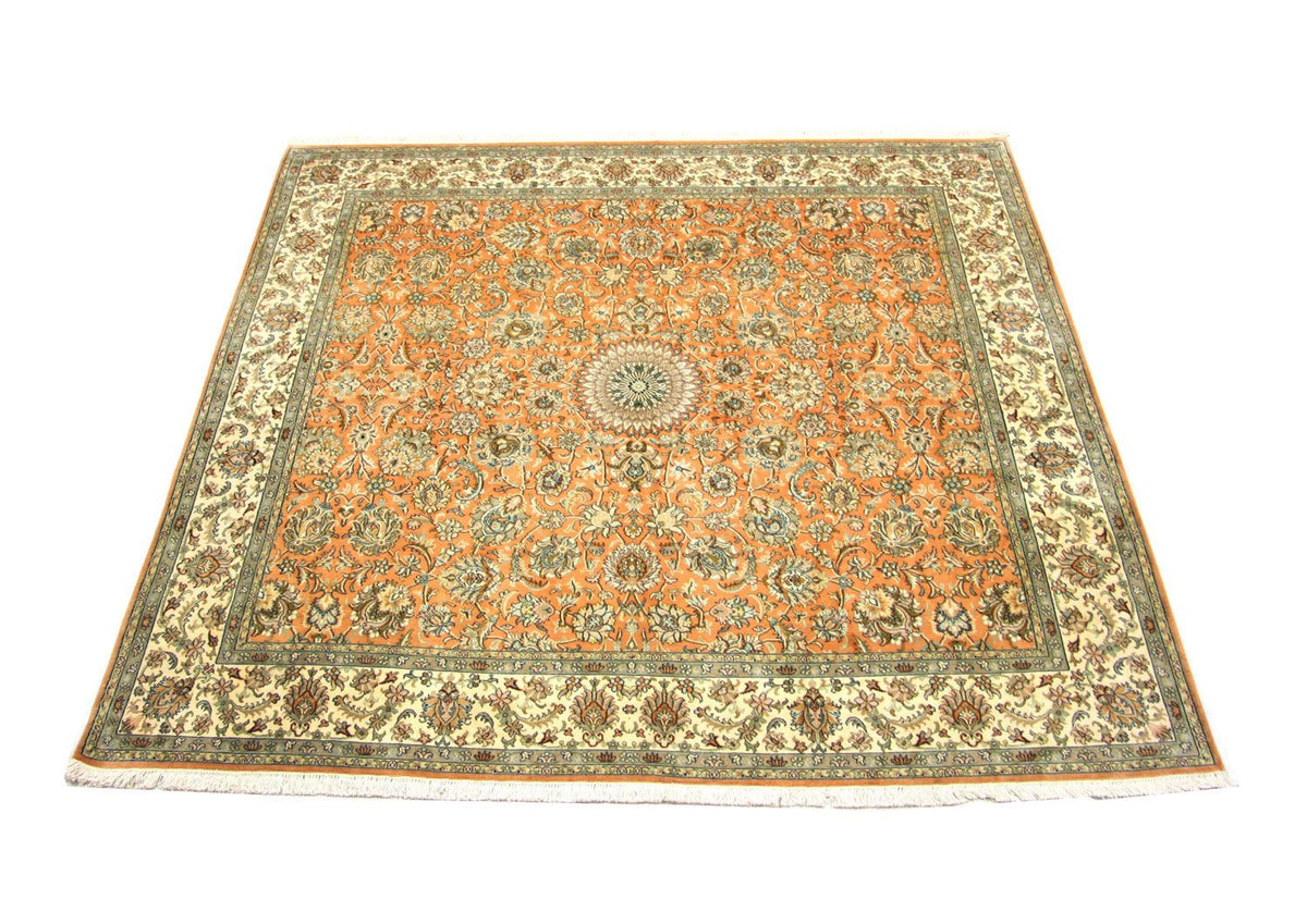 Silketæppe - Kashmir Silk firkantet - 216 x 211 cm - orange