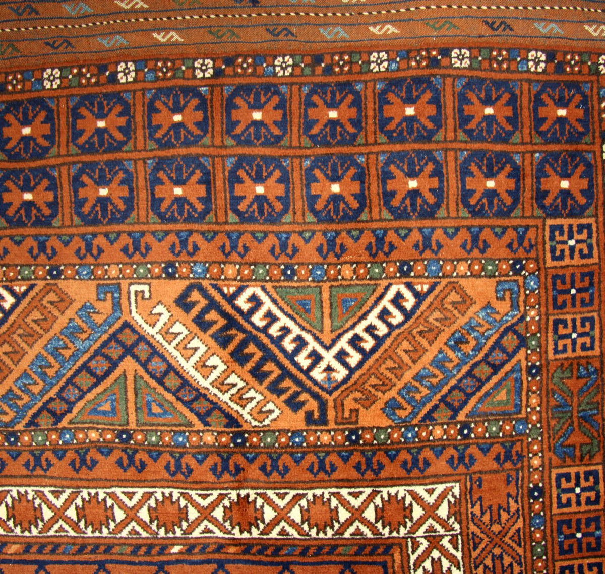 Afghansk tæppe - 252 x 198 cm - brun