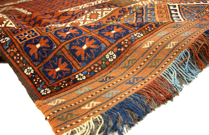 Afghansk tæppe - 252 x 198 cm - brun