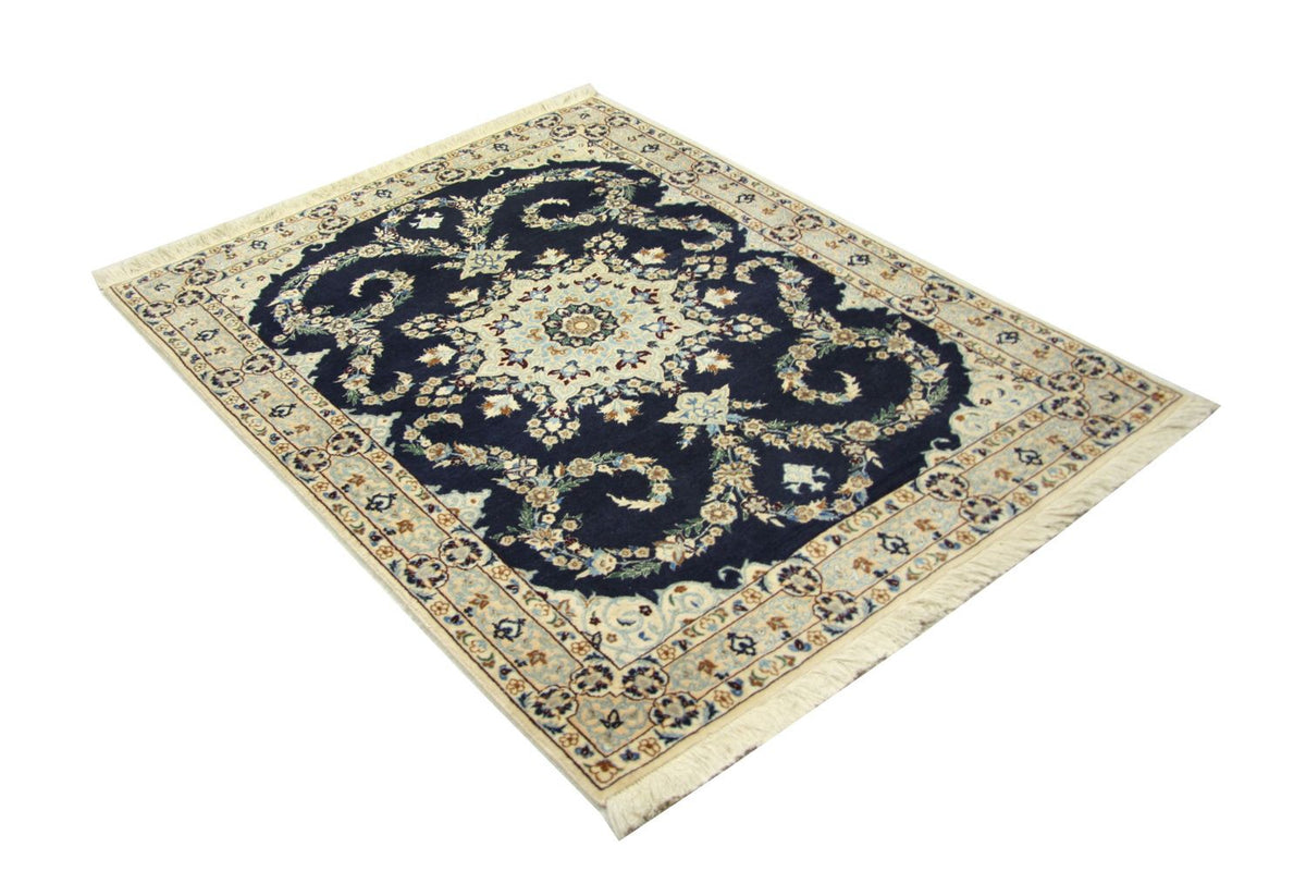 Persisk tæppe - Nain - Premium - 114 x 83 cm - mørkeblå