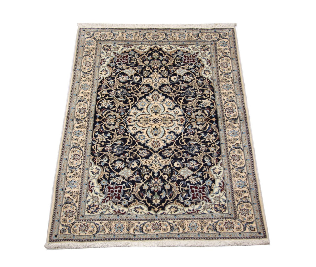 Persisk tæppe - Nain - Premium - 152 x 106 cm - mørkeblå