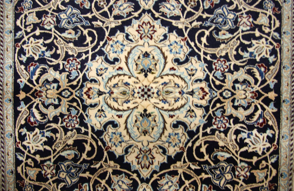 Persisk tæppe - Nain - Premium - 152 x 106 cm - mørkeblå
