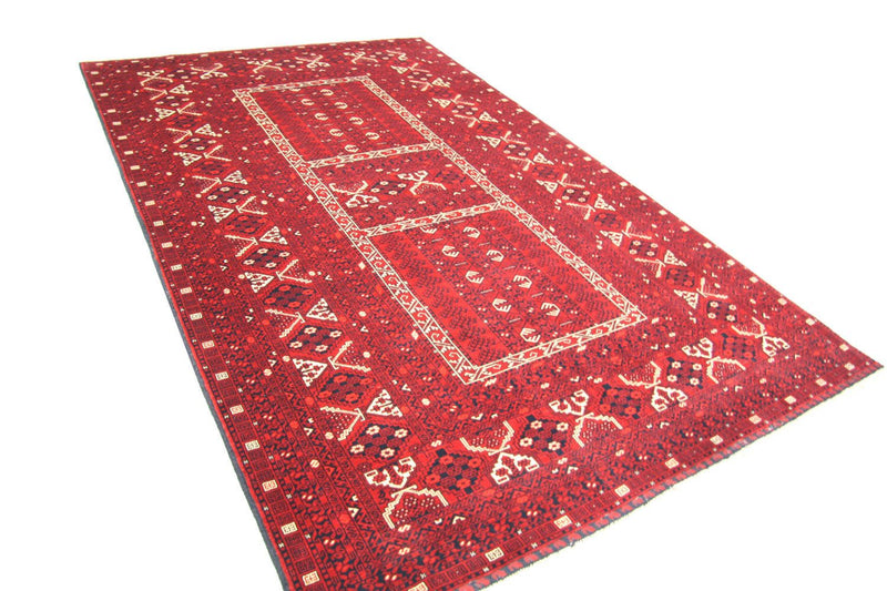 Afghansk tæppe - 252 x 166 cm - rød