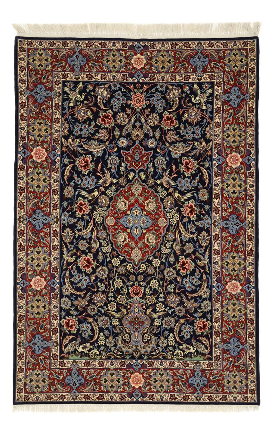 Orientalsk tæppe - Isfahan - Halskæde af silke - 166 x 114 cm - mørkeblå