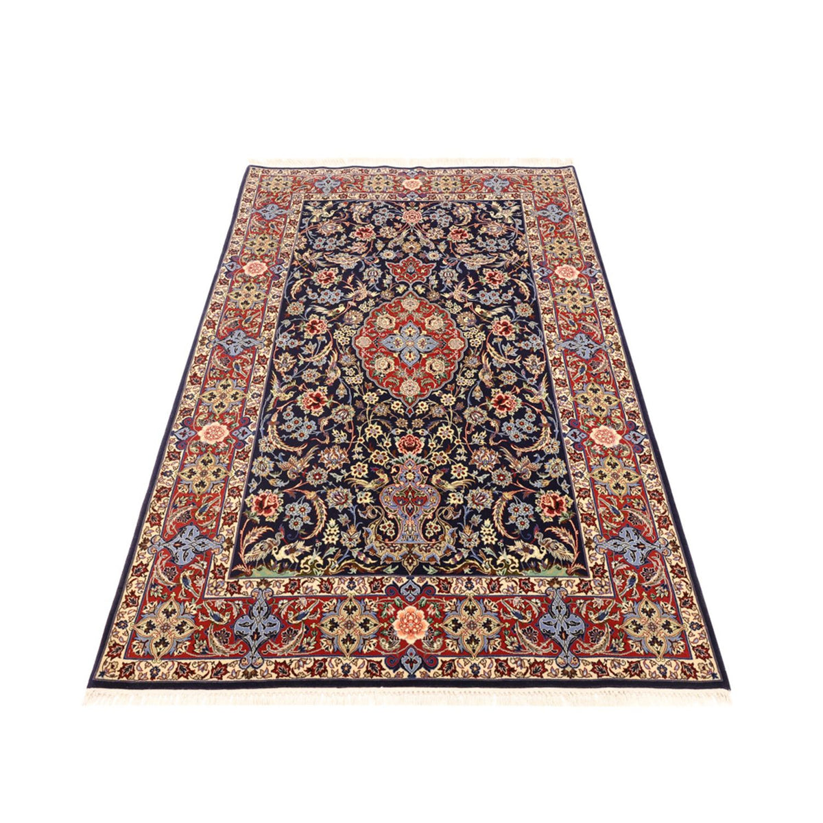 Orientalsk tæppe - Isfahan - Halskæde af silke - 166 x 114 cm - mørkeblå