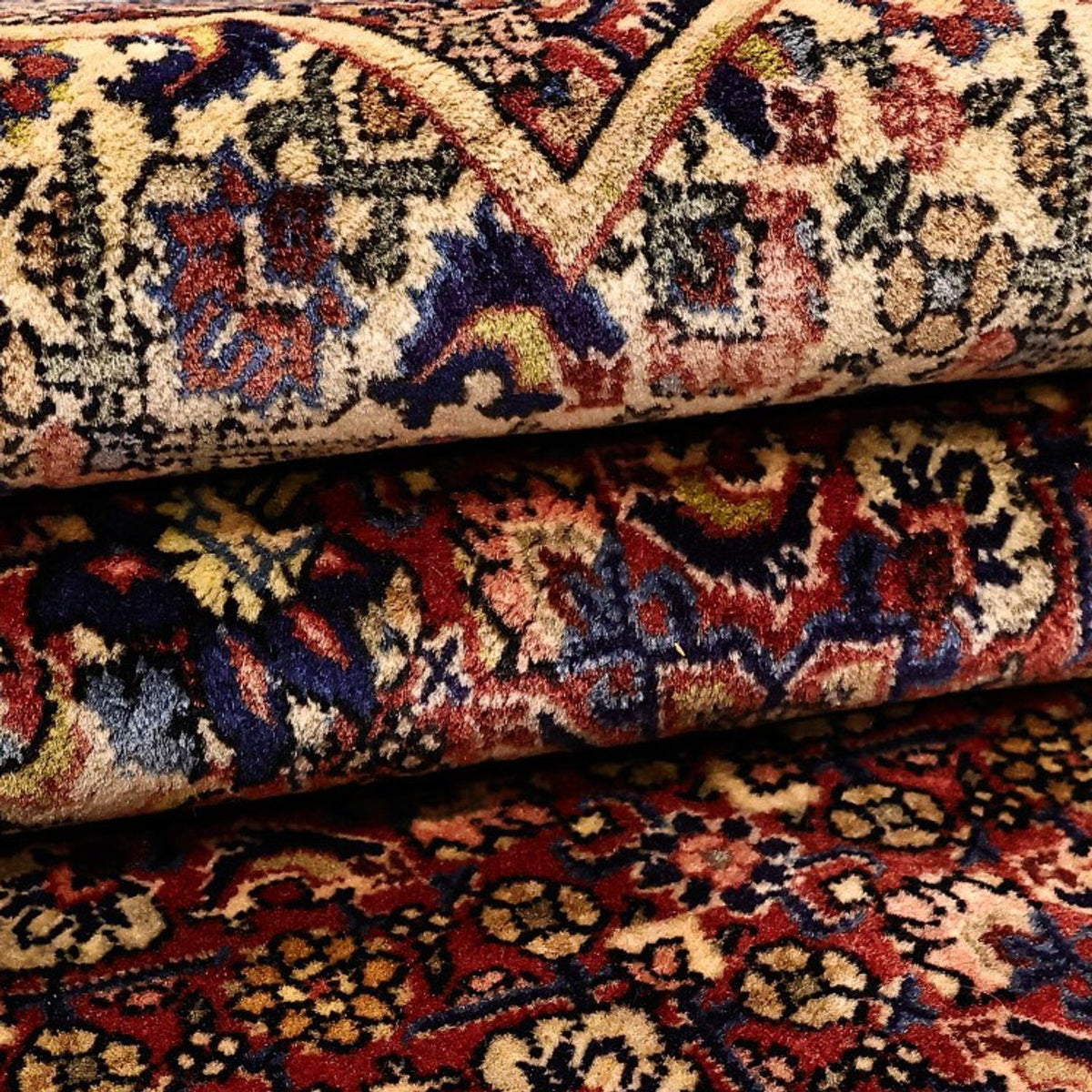 Persisk tæppe - Bijar - 216 x 144 cm - mørkerød