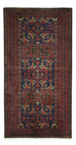 Løber Baluch-tæppe - 194 x 101 cm - mørkerød