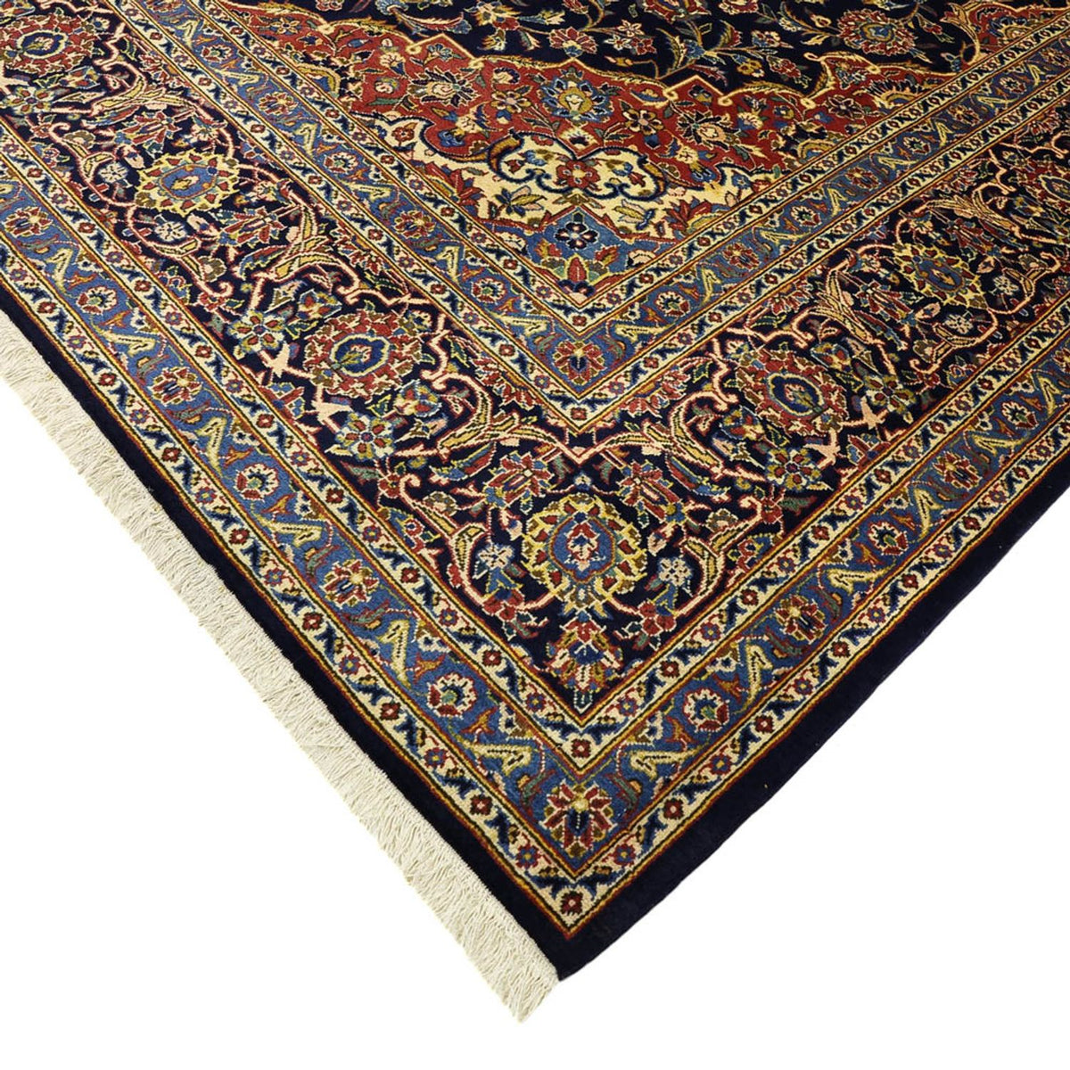 Persisk tæppe - Keshan - 321 x 221 cm - mørkeblå