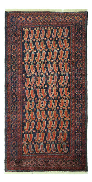 Løber Baluch-tæppe - 194 x 100 cm - mørkerød