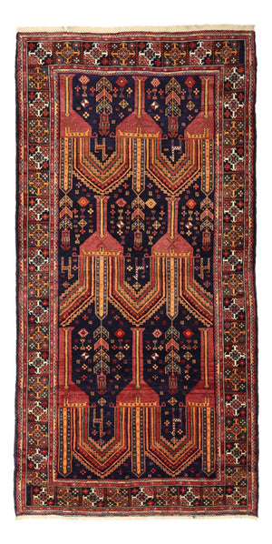 Løber Baluch-tæppe - 251 x 128 cm - mørkerød