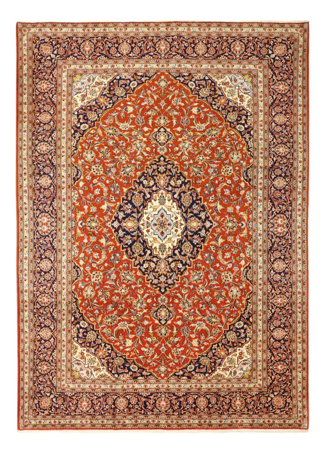Persisk tæppe - Keshan - 332 x 239 cm - lysrød
