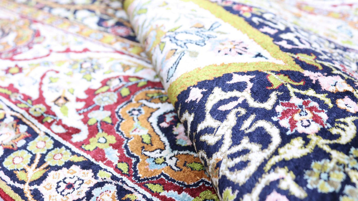 Silketæppe - Kashmir Silk - 152 x 98 cm - sort