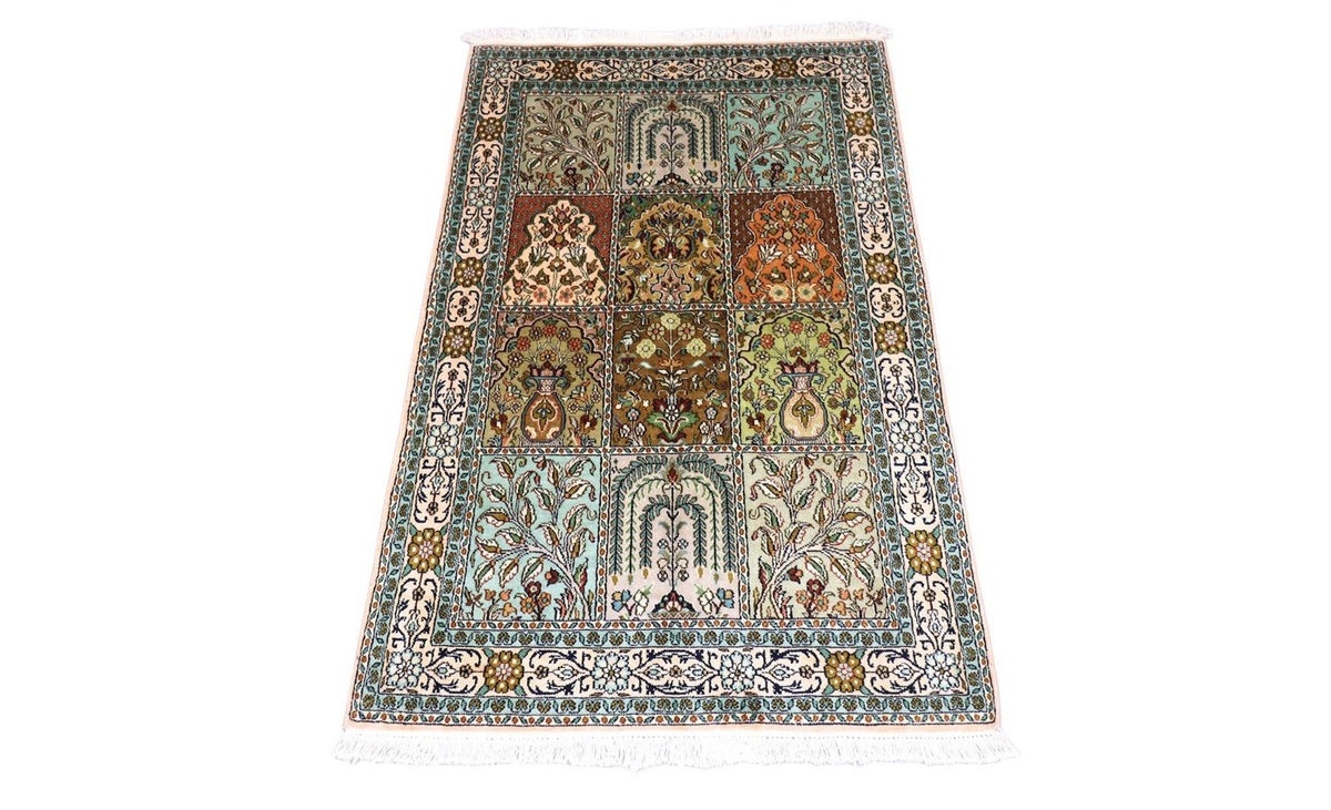 Silketæppe - Kashmir Silk - 151 x 95 cm - turkis