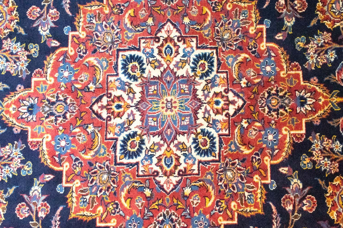 Persisk tæppe - Keshan - 396 x 287 cm - blå