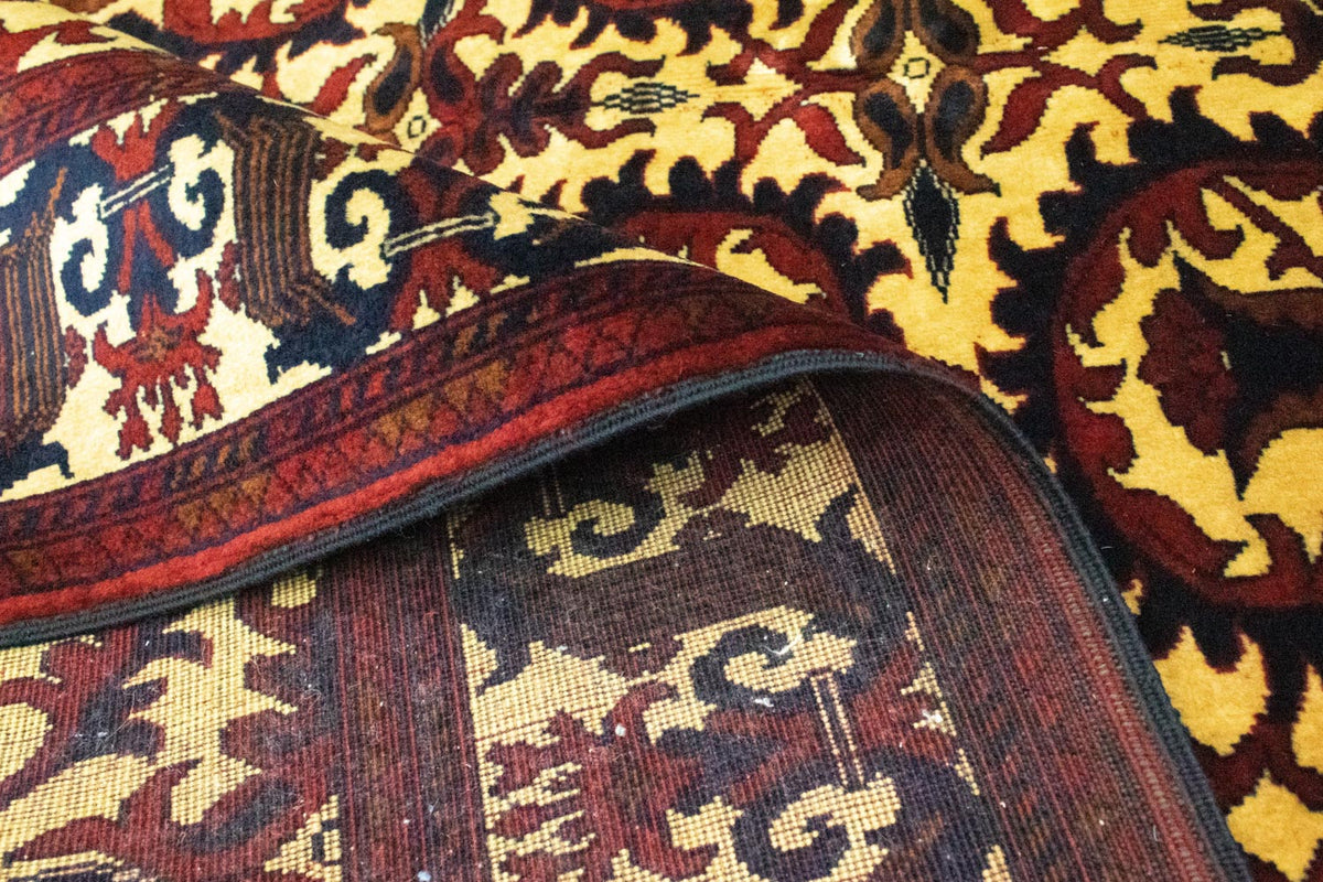 Afghansk tæppe - 198 x 150 cm - mørkerød