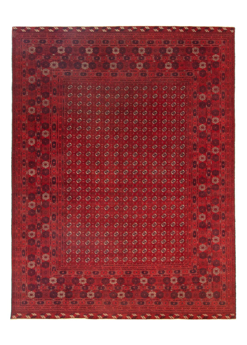 Afghansk tæppe - Bukhara - 390 x 292 cm - mørkerød