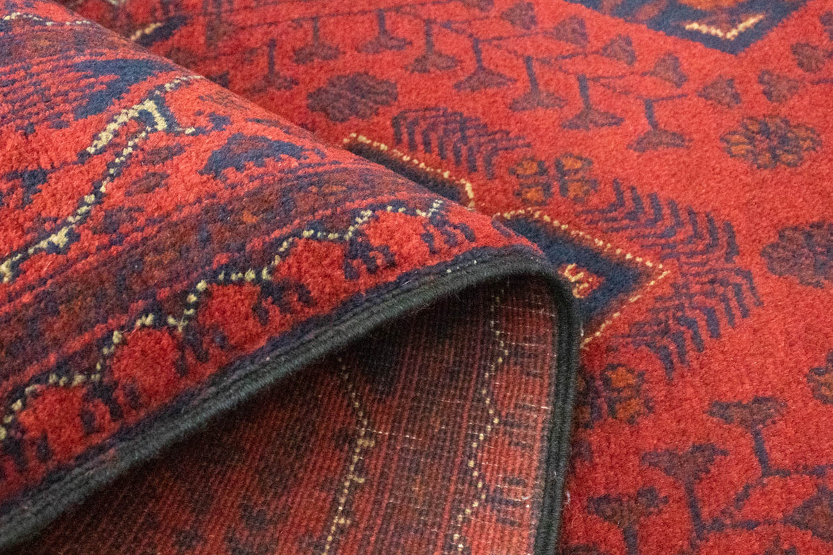 Løber Afghansk tæppe - Kunduz - 296 x 84 cm - mørkerød