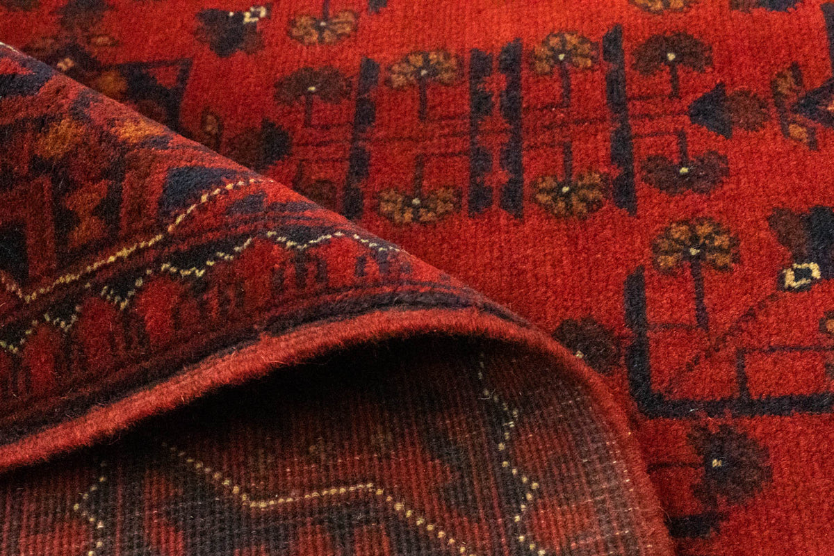 Afghansk tæppe - Kunduz - 195 x 154 cm - rød