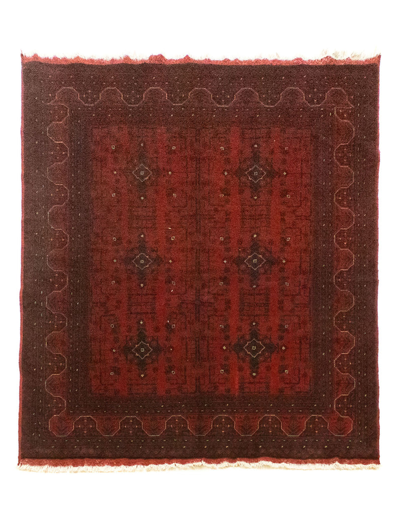 Afghansk tæppe - Kunduz - 199 x 152 cm - rød