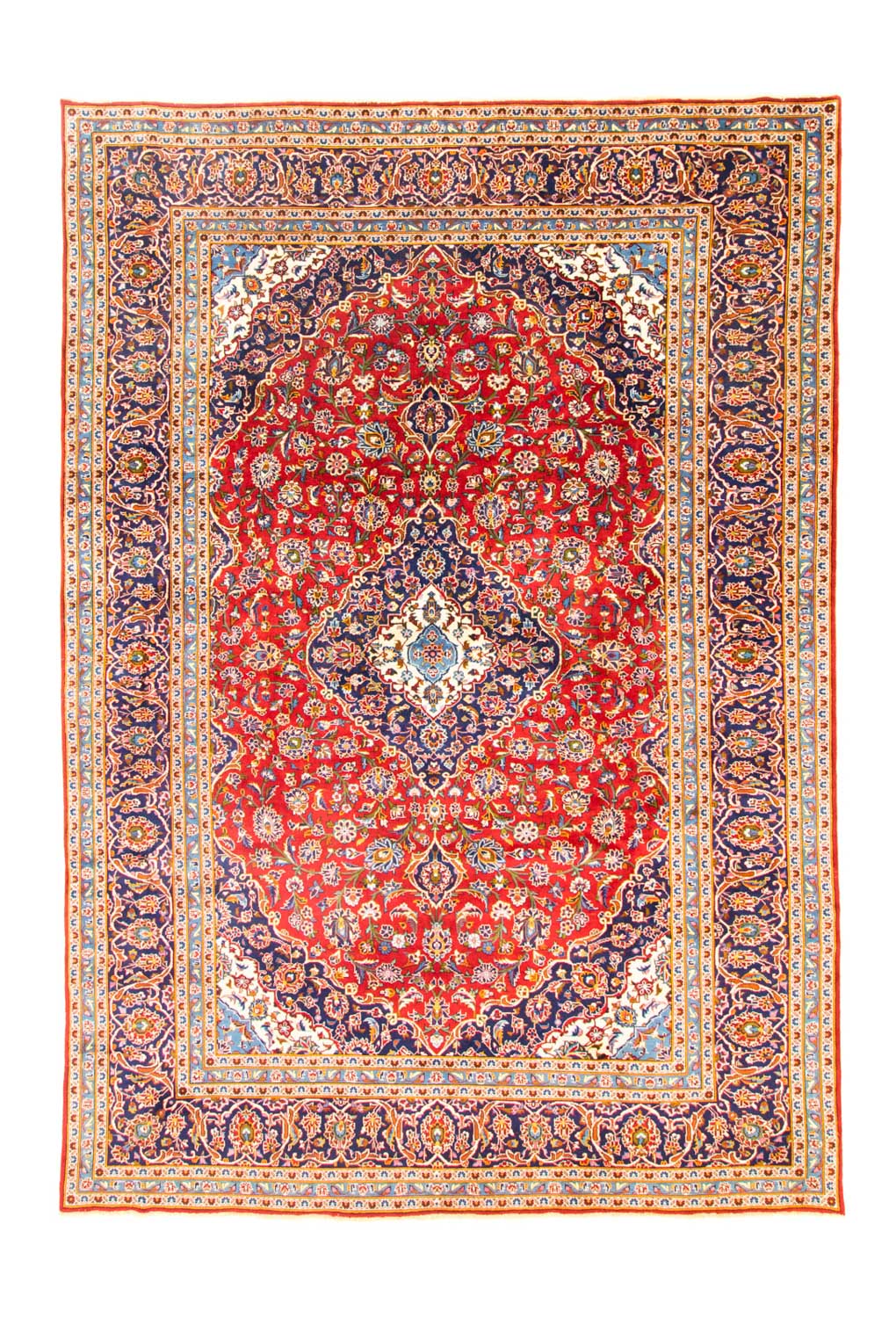 Persisk tæppe - Keshan - 362 x 251 cm - mørkerød