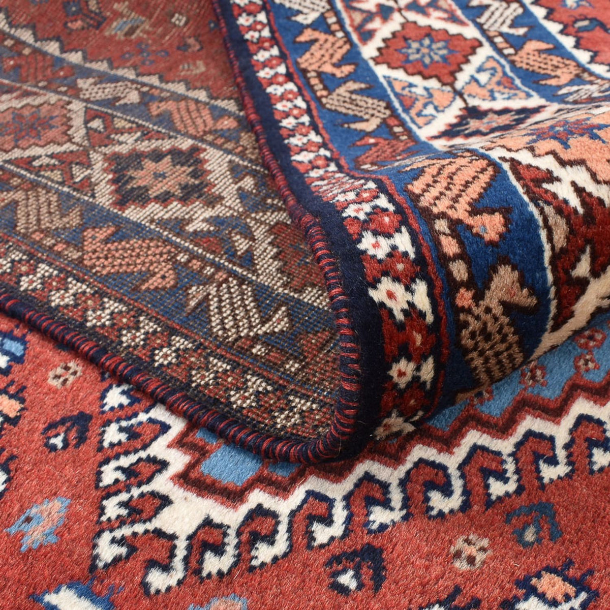 Persisk tæppe - Nomadisk firkantet  - 200 x 188 cm - rød