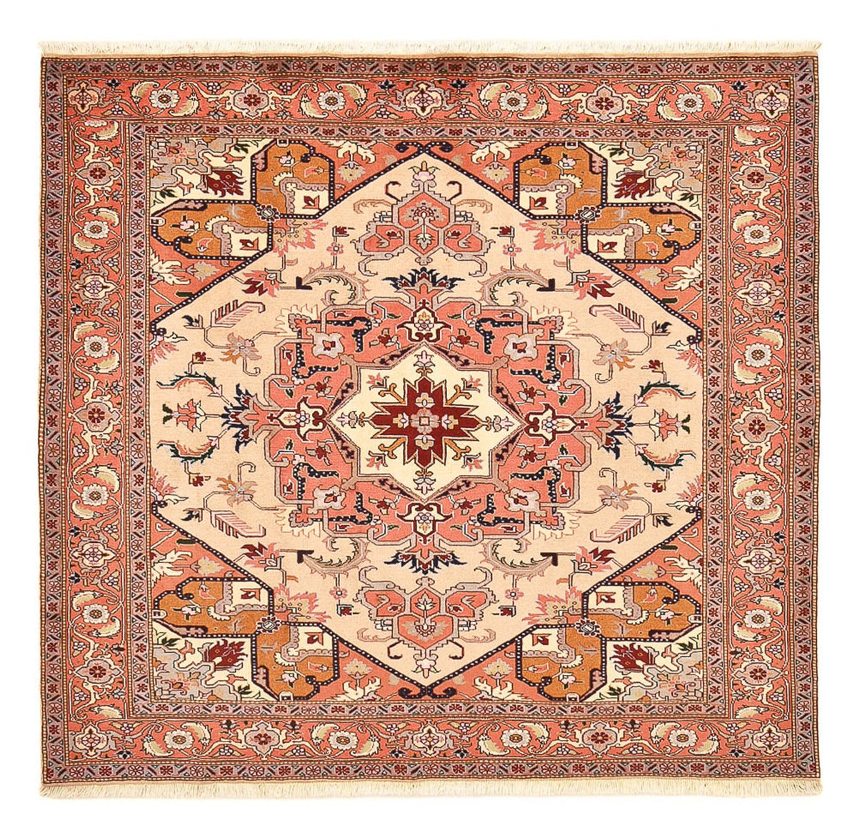 Persisk tæppe - Nomadisk firkantet - 200 x 197 cm - lys beige