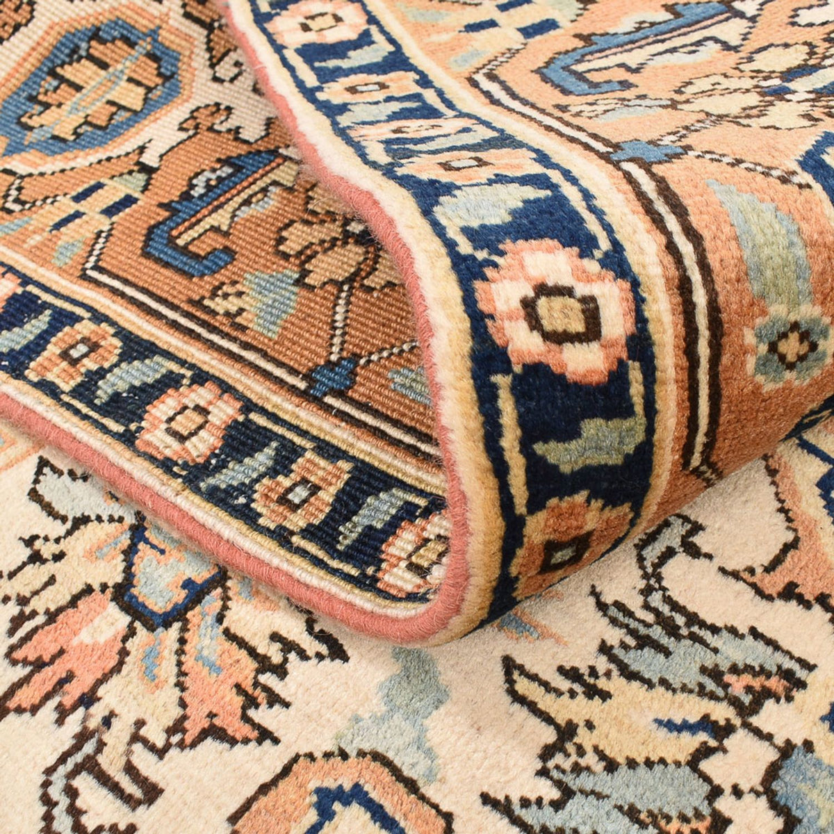 Persisk tæppe - Nomadisk firkantet - 207 x 192 cm - lys beige