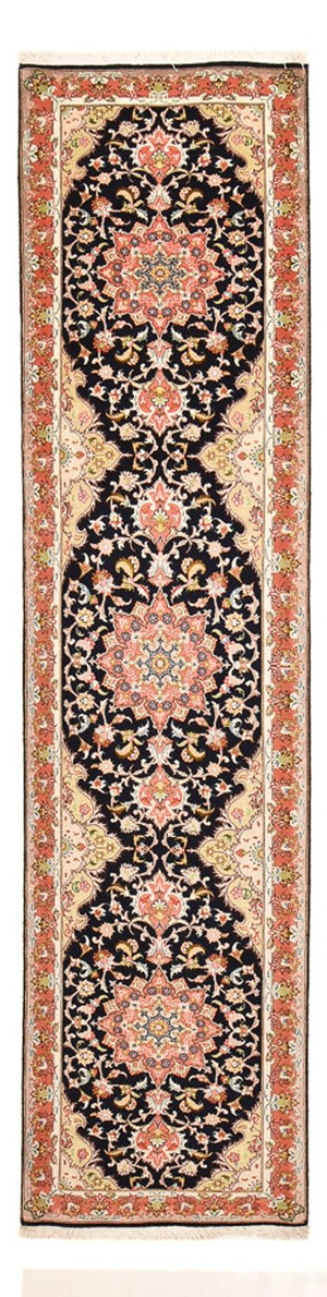 Løber Persisk tæppe - Tabriz - Premium - 308 x 74 cm - mørkeblå