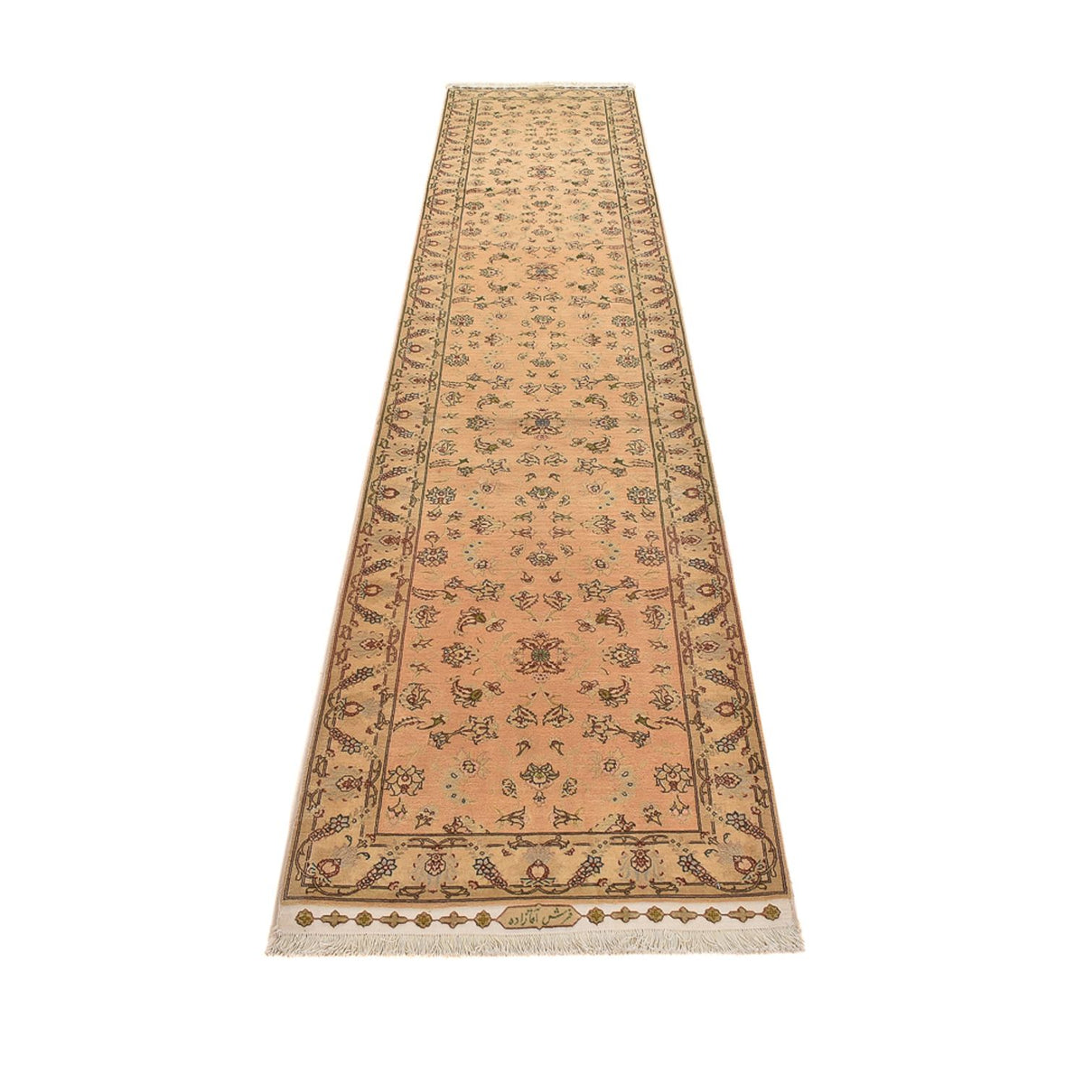 Løber Persisk tæppe - Tabriz - Royal - 378 x 78 cm - beige