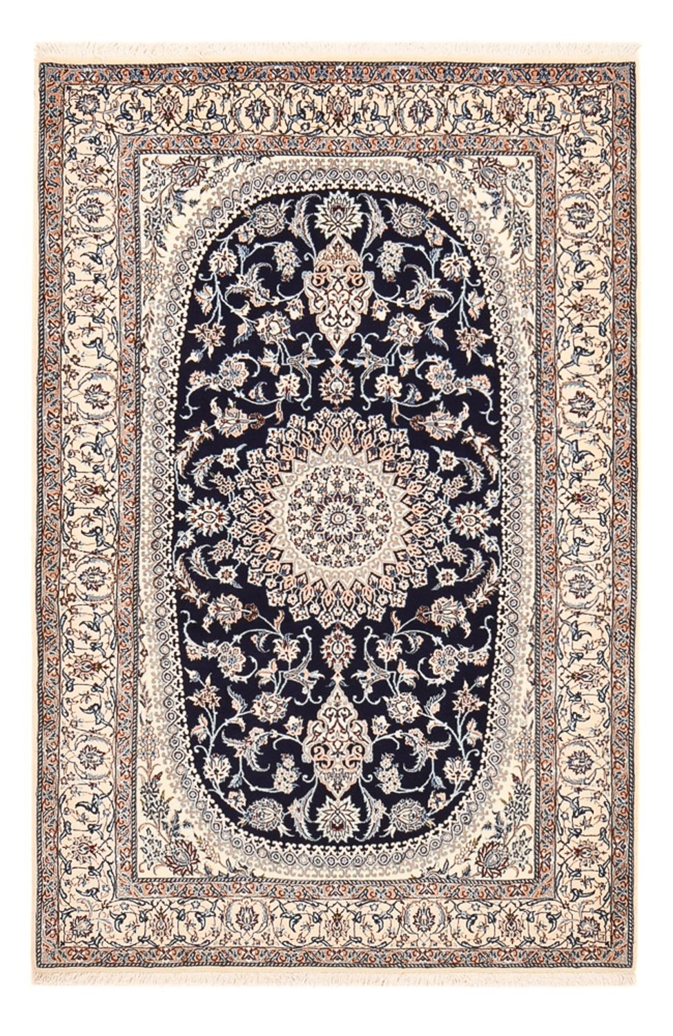 Persisk tæppe - Nain - Premium - 198 x 131 cm - mørkeblå