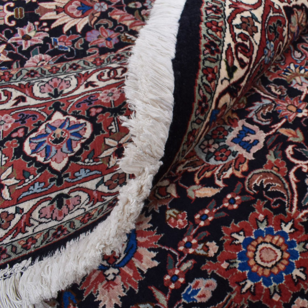 Persisk tæppe - Bijar rundt  - 300 x 300 cm - mørkerød