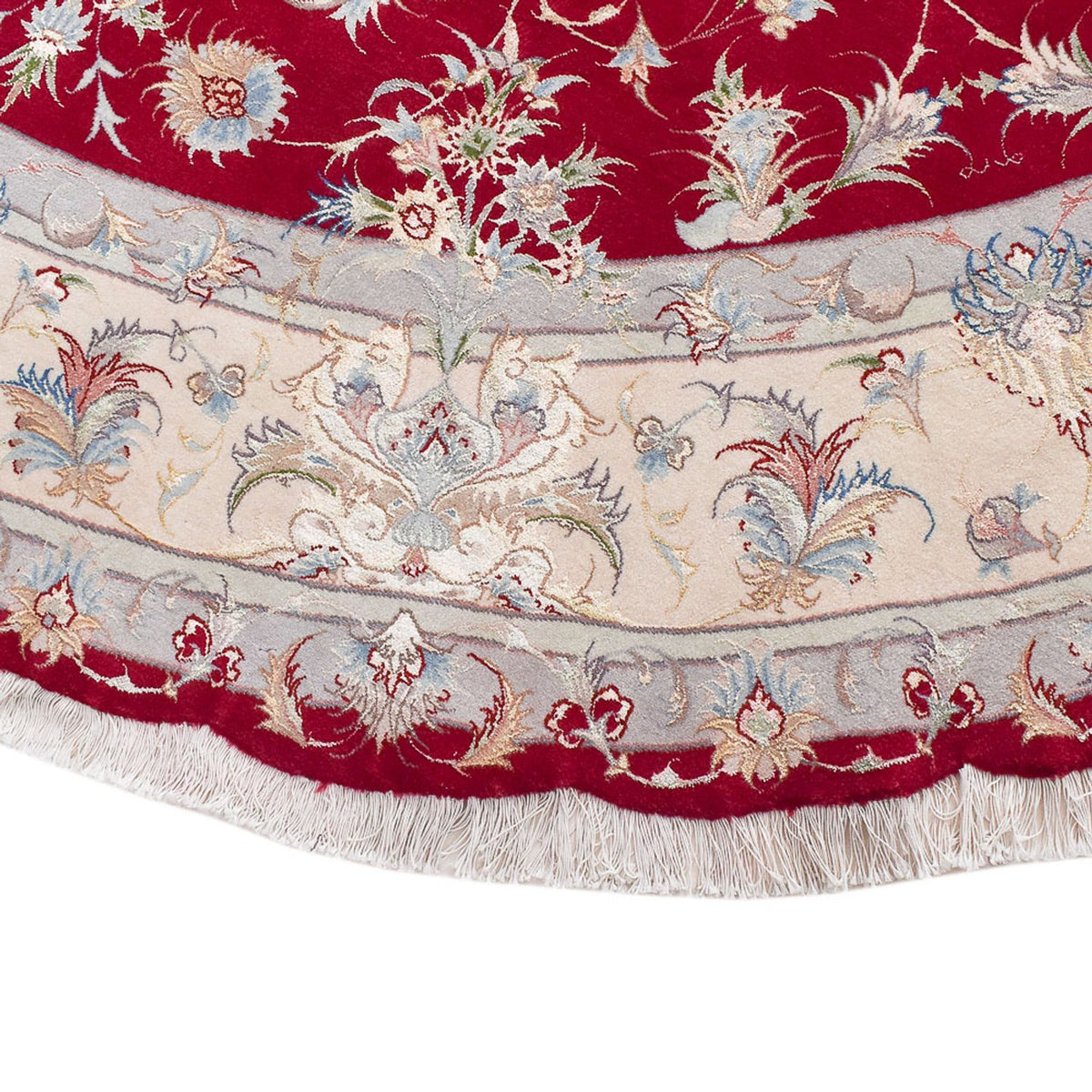 Persisk tæppe - Tabriz - Premium rundt  - 250 x 250 cm - rød