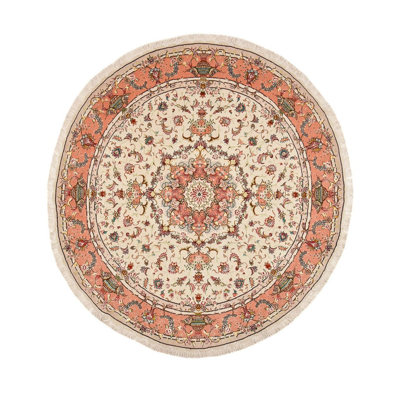 Persisk tæppe - Tabriz - Premium rundt  - 200 x 200 cm - creme