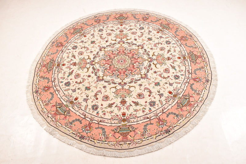 Persisk tæppe - Tabriz - Premium rundt  - 200 x 200 cm - creme
