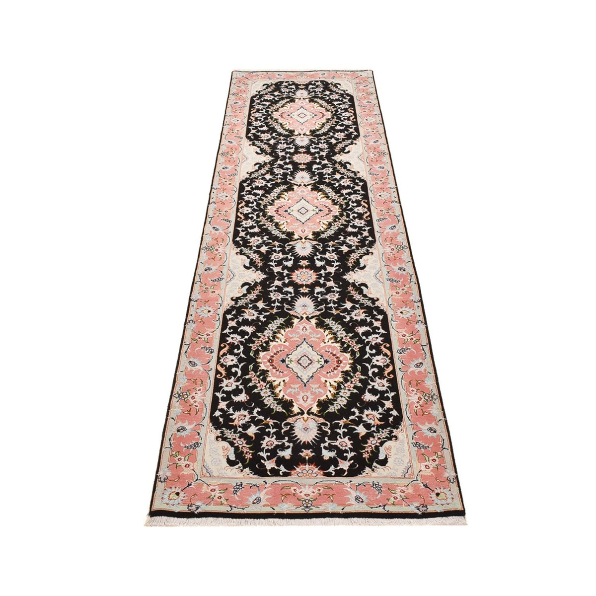 Løber Persisk tæppe - Tabriz - Royal - 300 x 83 cm - mørkeblå