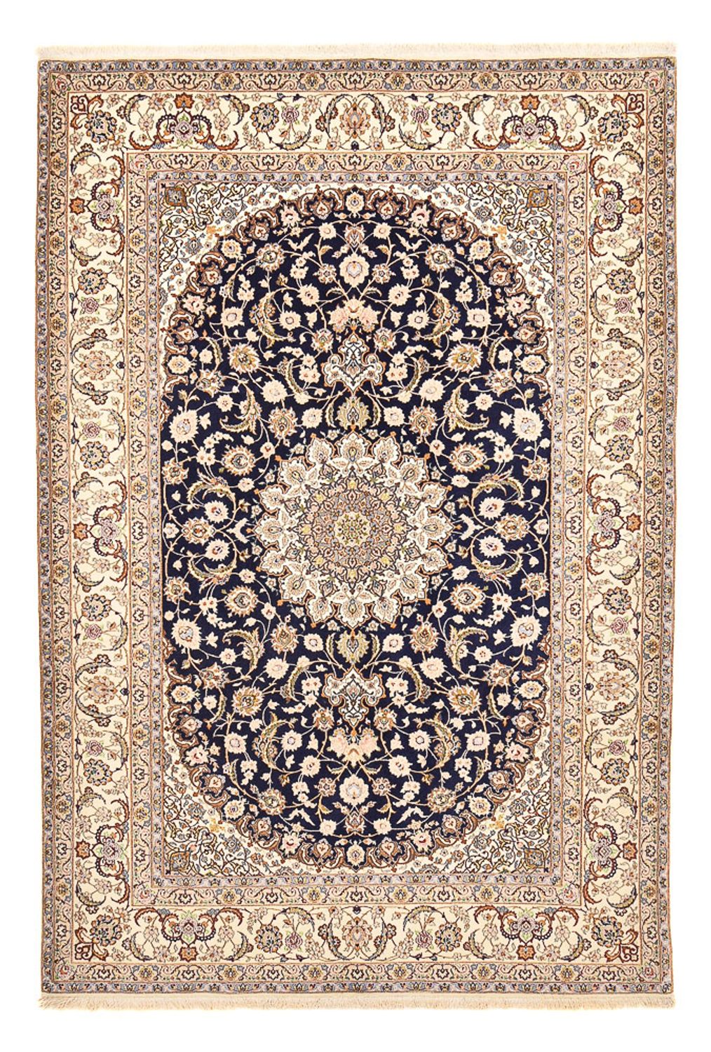 Persisk tæppe - Isfahan - Premium - 304 x 203 cm - mørkeblå