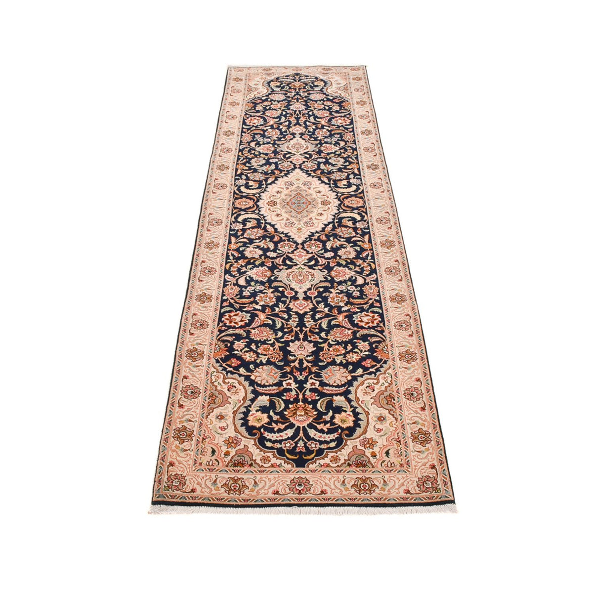 Løber Persisk tæppe - Tabriz - Royal - 310 x 82 cm - mørkeblå